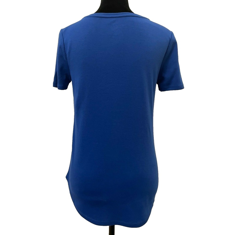 Chico's The Ultimate Tee Womens Short Sleeve T-Shirt Top Size 0 Blue Cotton - Picture 7 of 12